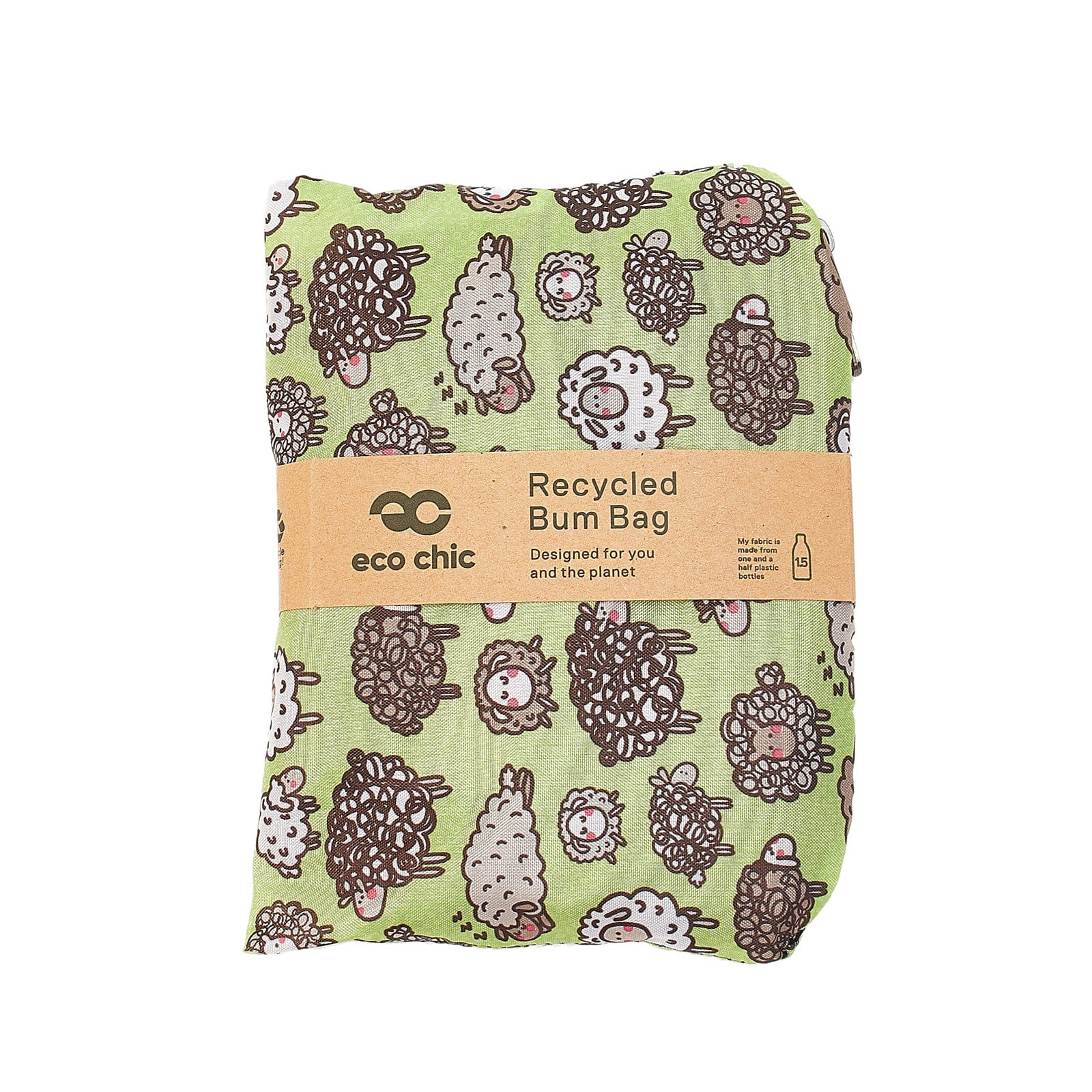 Eco Chic Green Eco Chic Lightweight Foldable Bum Bag Sheep