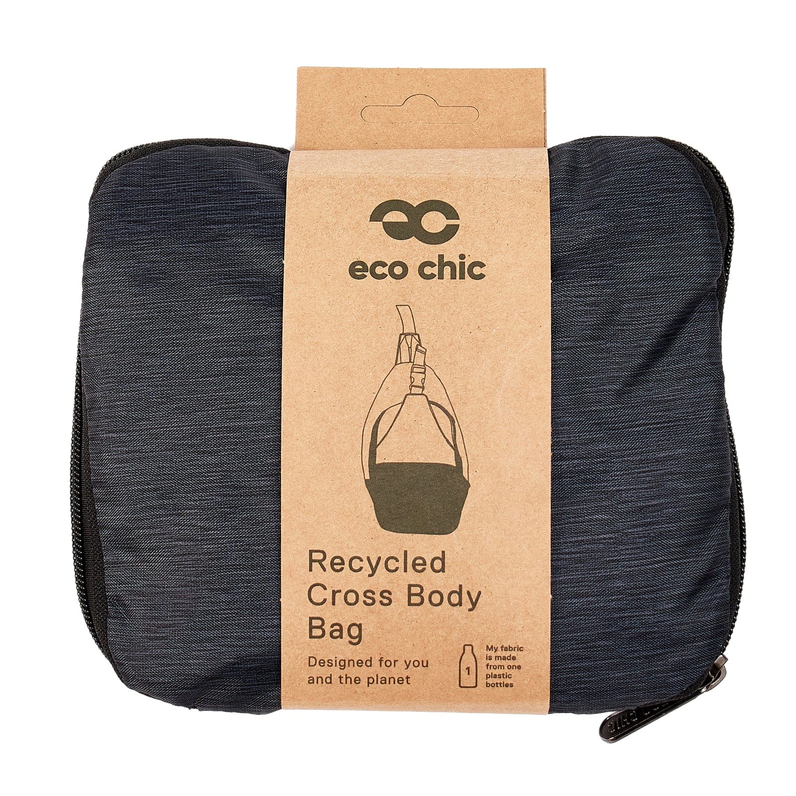 Eco Chic Eco Chic Lightweight Foldable Crossbody Bag Black
