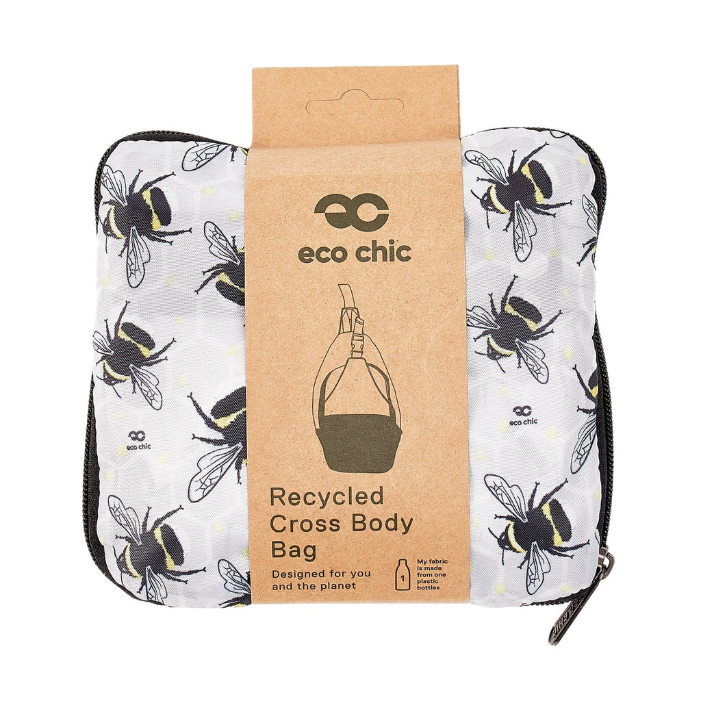 Eco Chic Grey Eco Chic Lightweight Foldable Crossbody Bag Bumble Bees