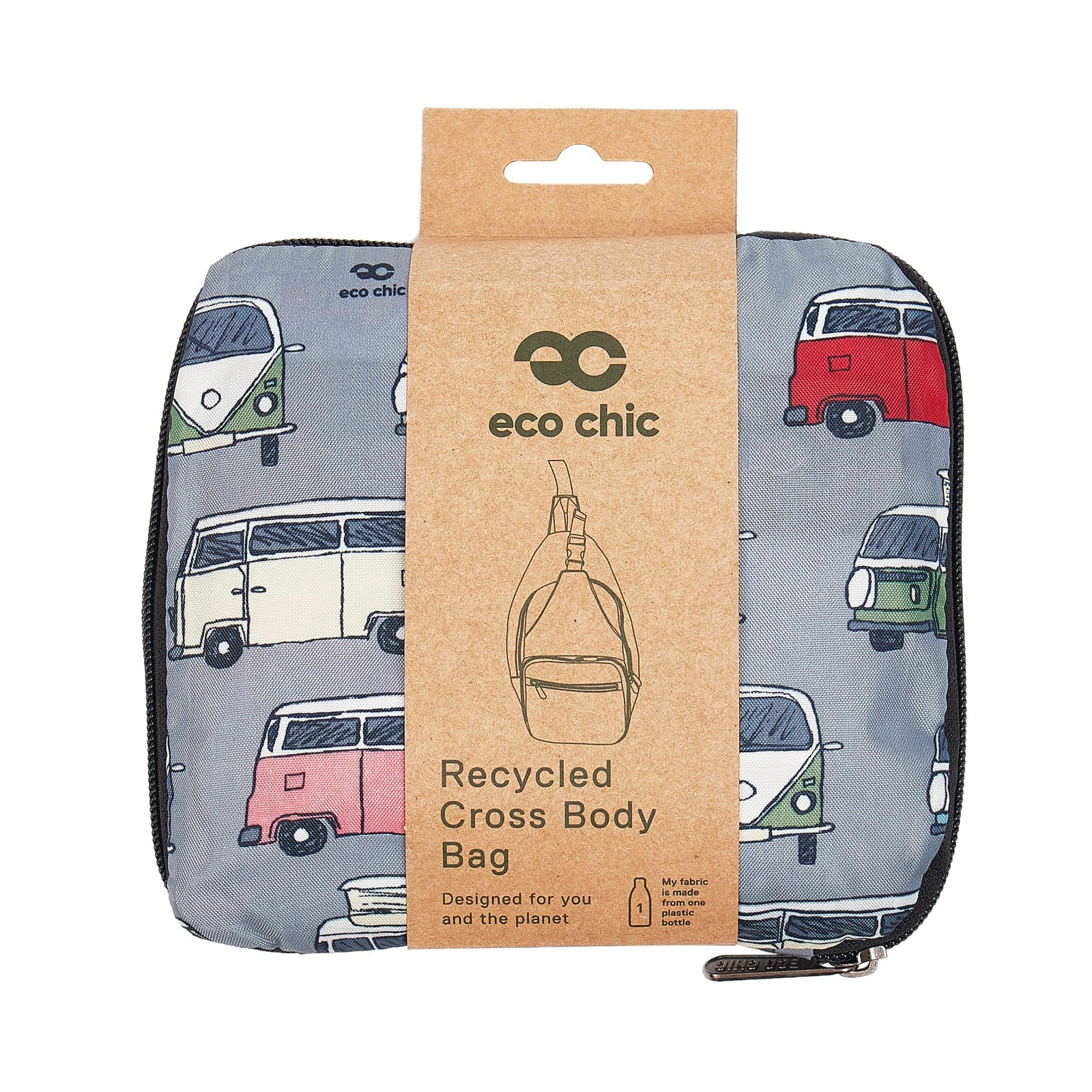 Eco Chic Grey Eco Chic Lightweight Foldable Crossbody Bag Campervan