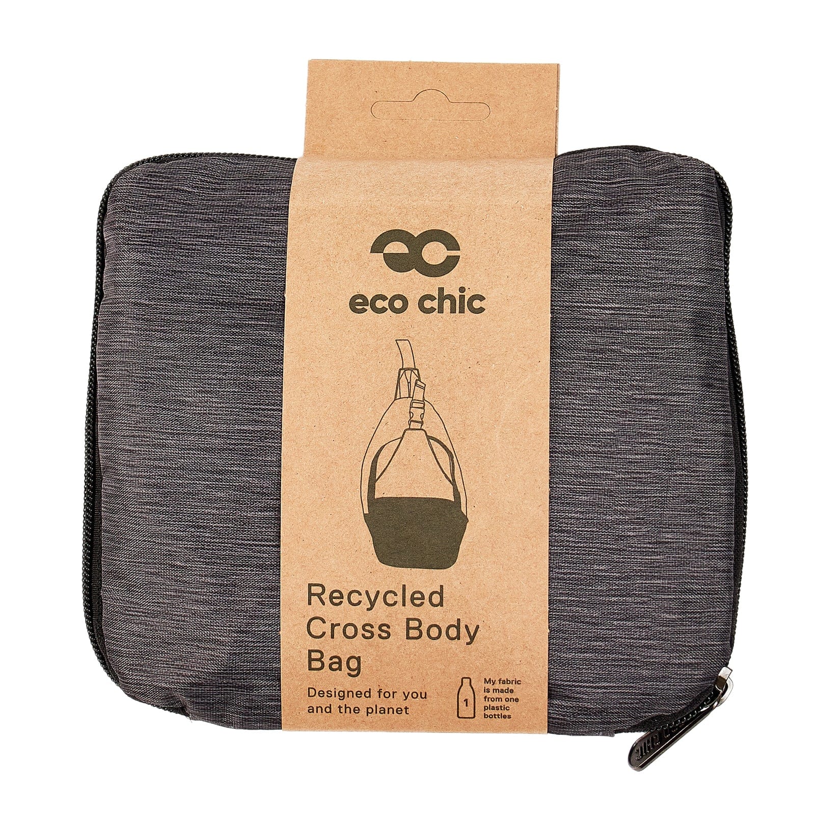 Eco Chic Eco Chic Lightweight Foldable Crossbody Bag Grey