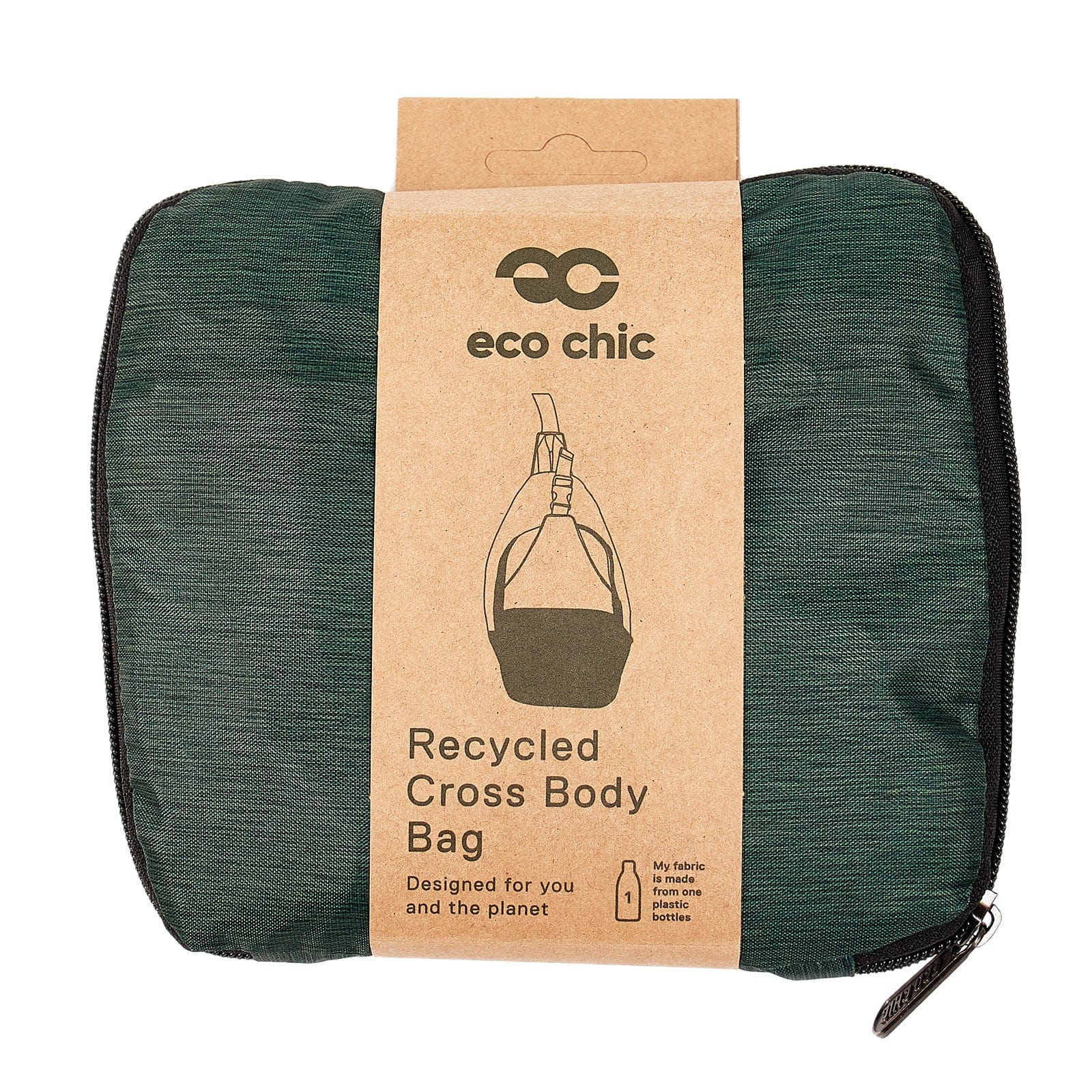 Eco Chic Eco Chic Lightweight Foldable Crossbody Bag Pine Green