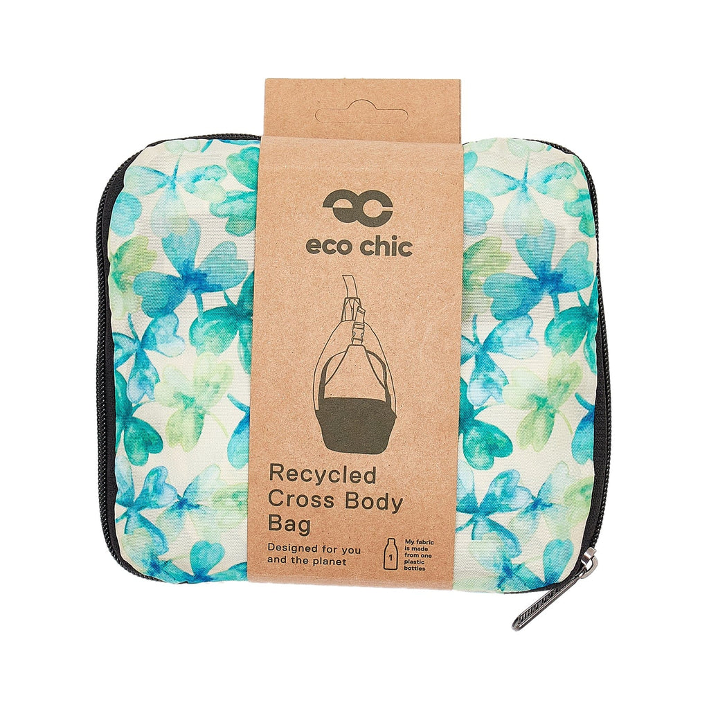 Eco Chic Beige Eco Chic Lightweight Foldable Crossbody Bag Shamrocks