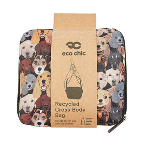 Eco Chic Black Eco Chic Lightweight Foldable Crossbody Bag Stacking Dogs