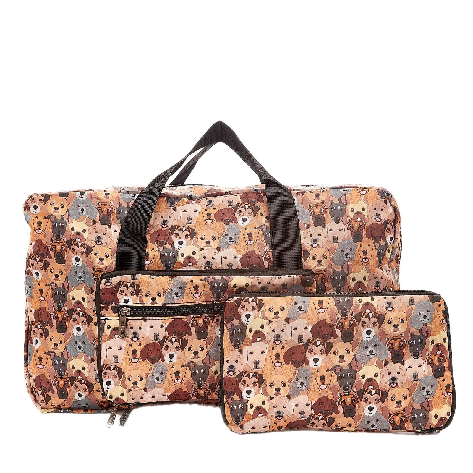 Eco Chic Beige Eco Chic Lightweight Foldable Holdall Dogs