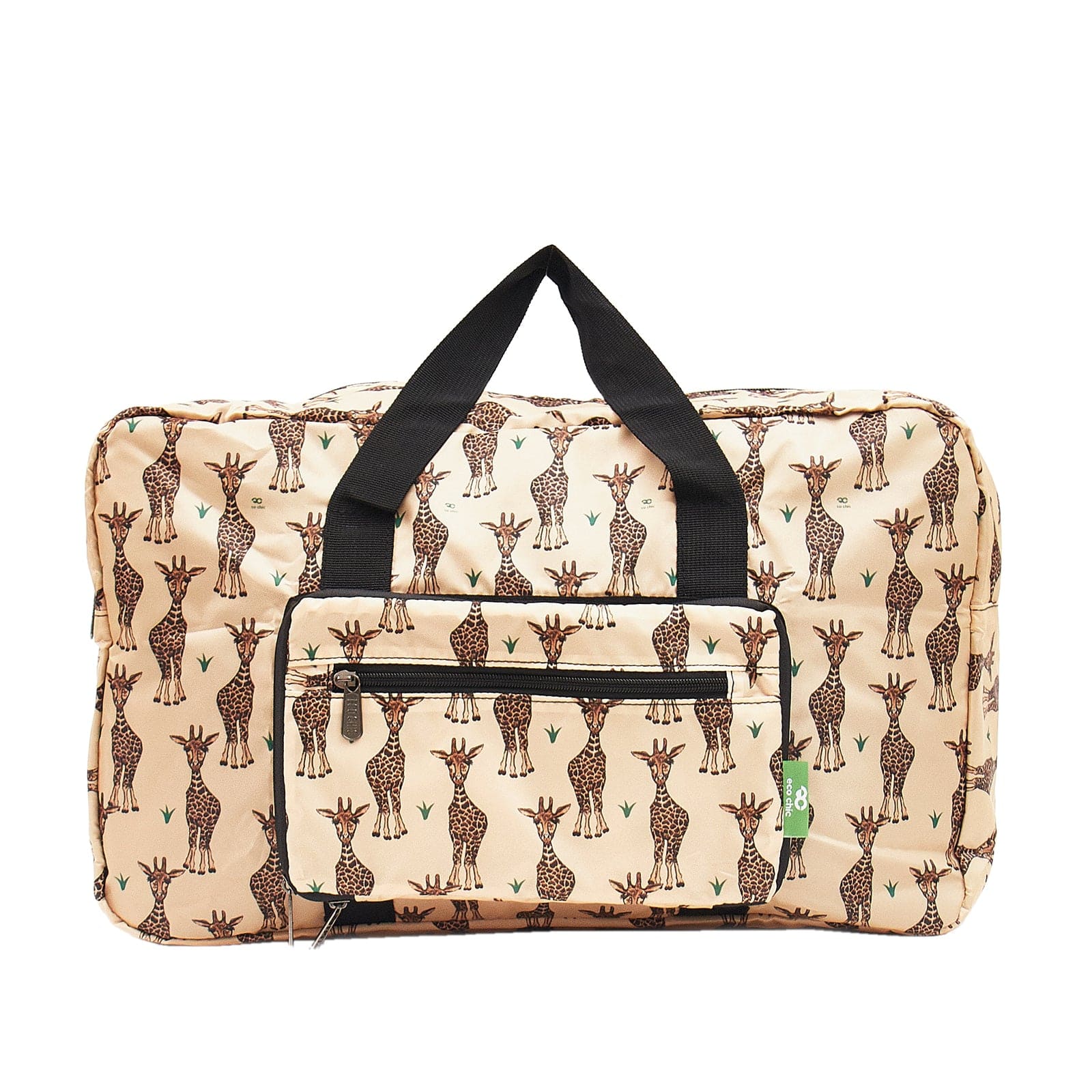 Eco Chic Beige Eco Chic Lightweight Foldable Holdall Giraffes