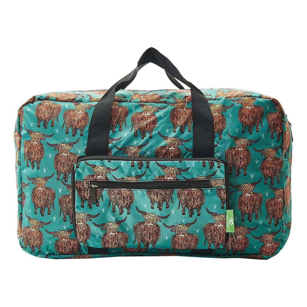 Eco Chic Eco Chic Lightweight Foldable Holdall Highland Cow