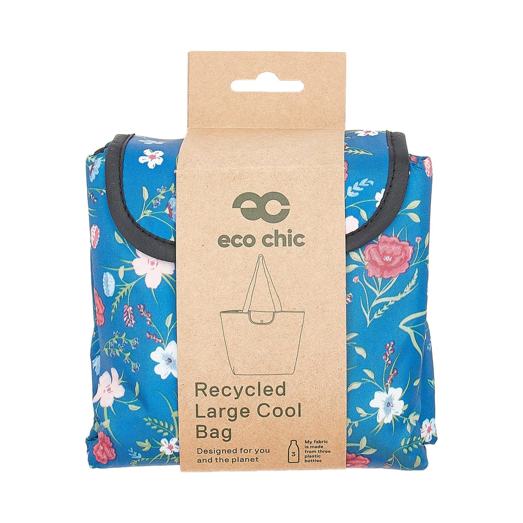 Eco Chic Azul Eco Chic Bolsa de la compra con aislamiento, ligera y plegable, floral