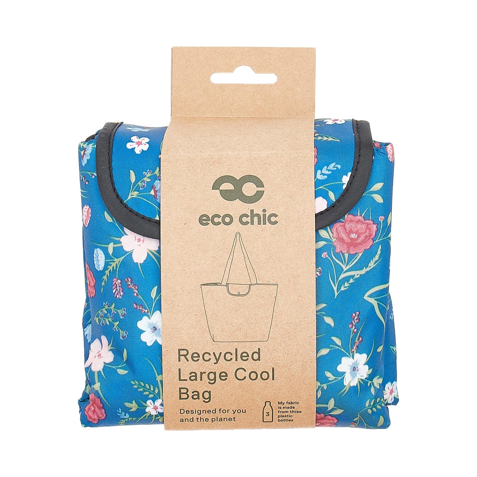 Eco Chic Navy Eco Chic Lightweight Foldable Insulated Shopping Bag Floral