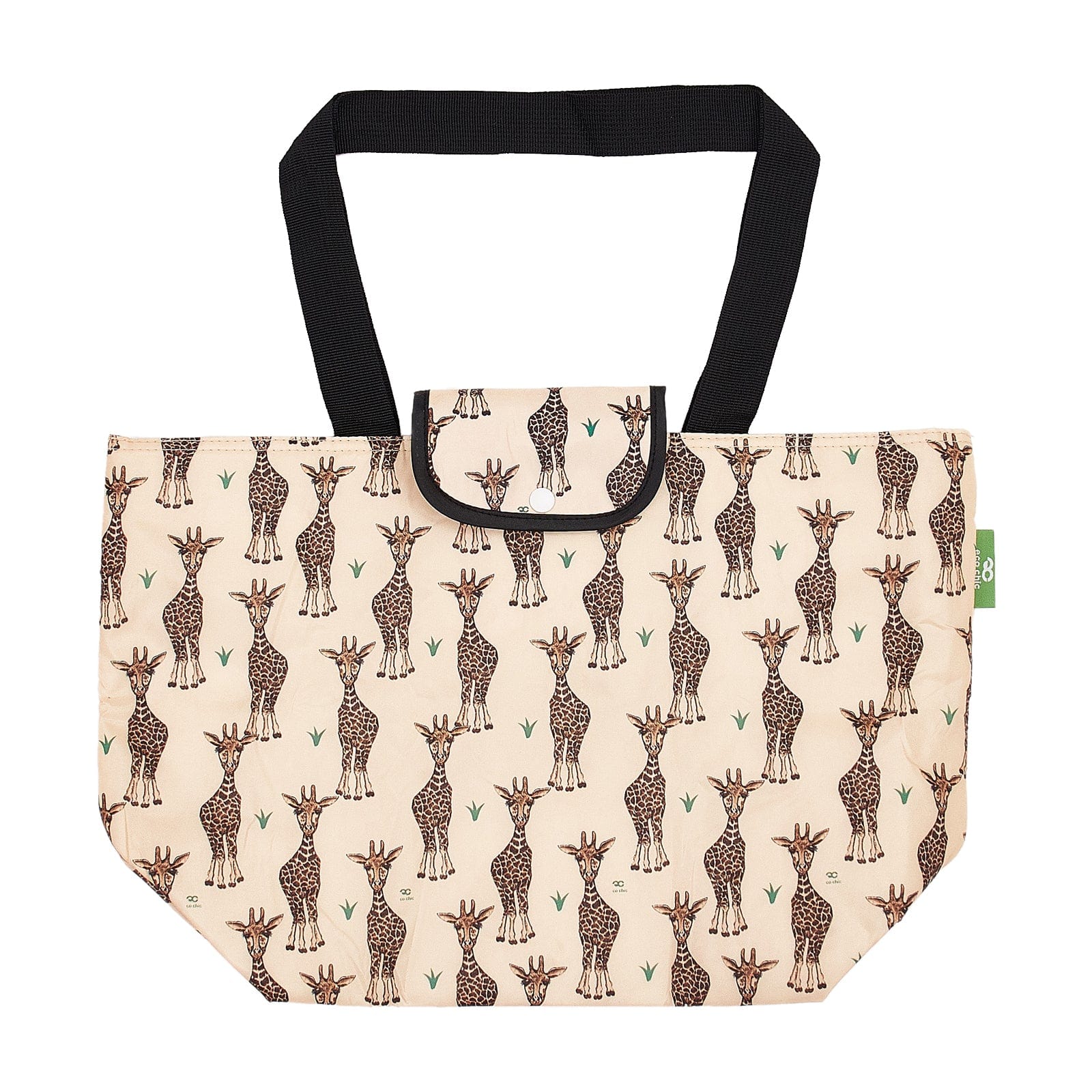 Eco Chic Beige Eco Chic Lightweight Foldable Insulated Shopping Bag Giraffes
