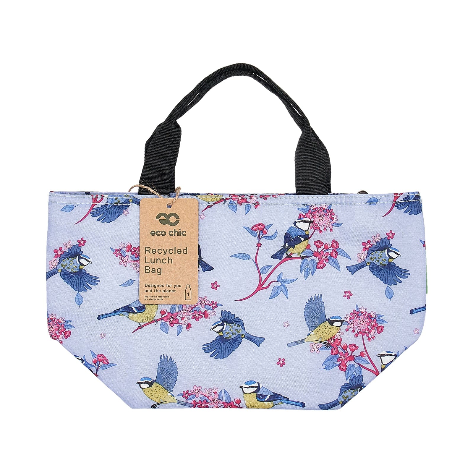 Eco Chic Lilac Eco Chic Lightweight Foldable Lunch Bag Blue Tits