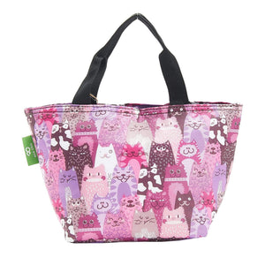 Eco Chic Purple Eco Chic Lightweight Foldable Lunch Bag Cats