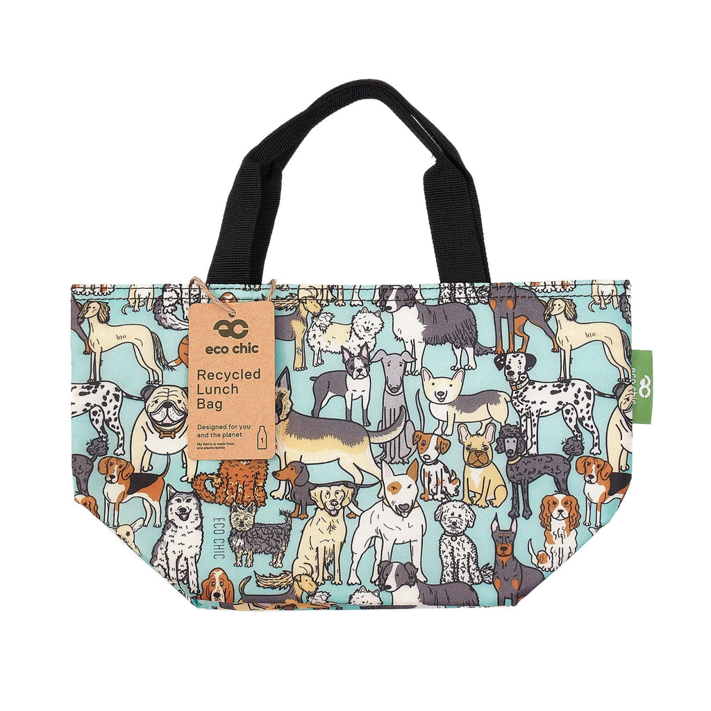 Eco Chic Teal Eco Chic Lightweight Foldable Lunch Bag Dogs