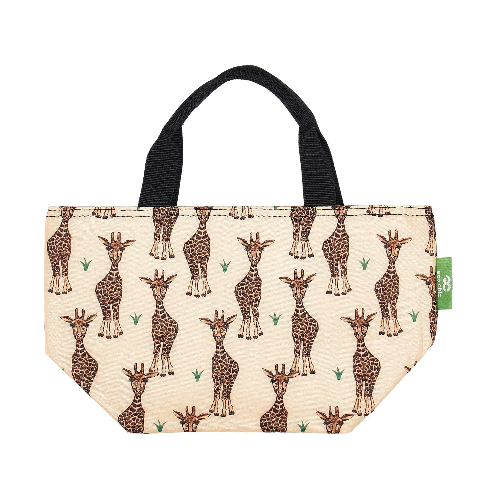 Eco Chic Beige Eco Chic Lightweight Foldable Lunch Bag Giraffes