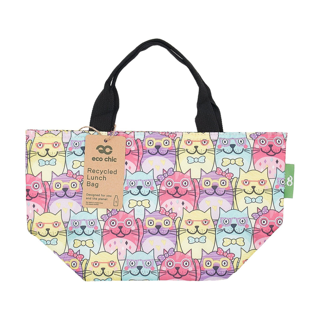 Eco Chic Multiple Eco Chic Lightweight Foldable Lunch Bag Glasses Cats