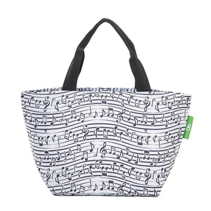 Eco Chic White Eco Chic Lightweight Foldable Lunch Bag Music