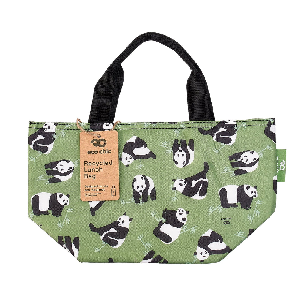 Eco Chic Green Eco Chic Lightweight Foldable Lunch Bag Pandas
