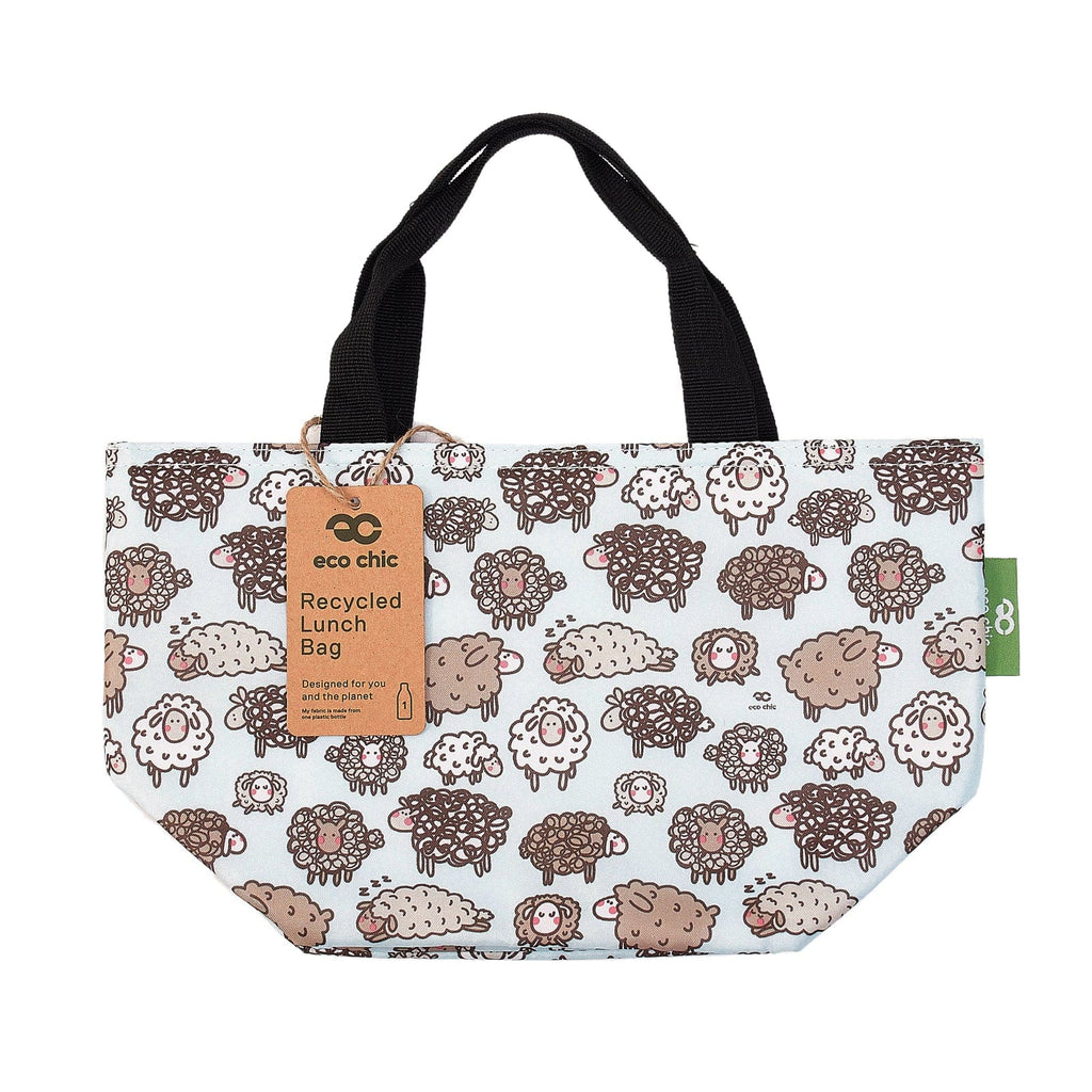 Eco Chic Blue Eco Chic Lightweight Foldable Lunch Bag Sheep