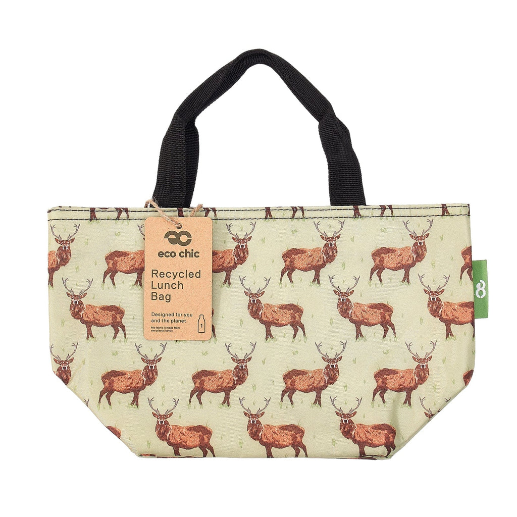 Eco Chic Green Eco Chic Lightweight Foldable Lunch Bag Stags