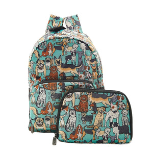 Eco Chic Teal Eco Chic Lightweight Foldable Mini Backpack Dogs