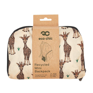Eco Chic Beige Eco Chic Lightweight Foldable Mini Backpack Giraffes