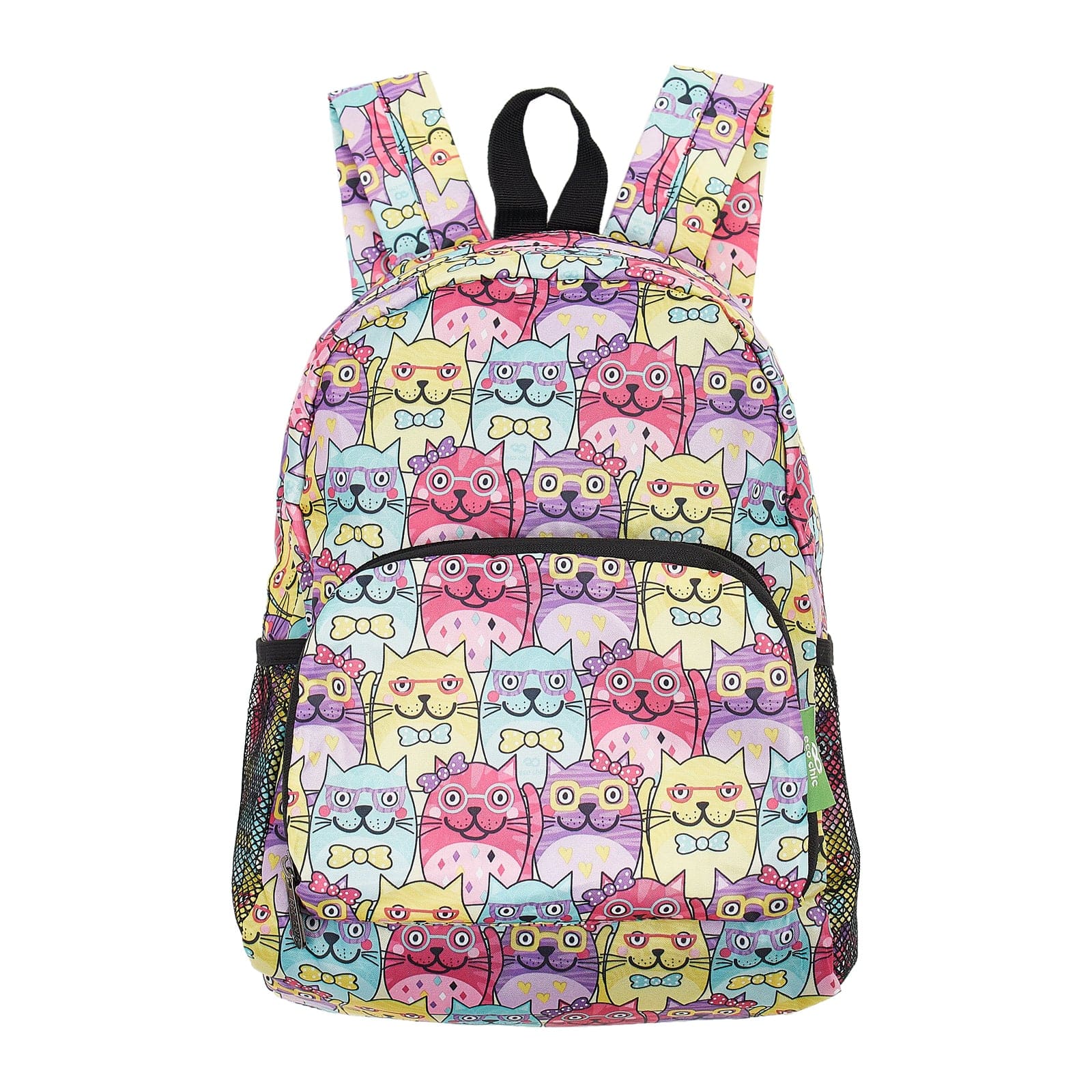 Eco Chic Multiple Eco Chic Lightweight Foldable Mini Backpack Glasses Cats