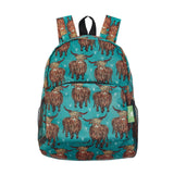 Eco Chic Teal Eco Chic Lightweight Foldable Mini Backpack Highland Cow