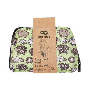 Eco Chic Green Eco Chic Lightweight Foldable Mini Backpack Sheep