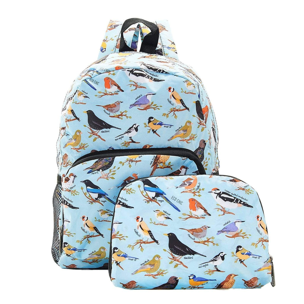 Eco Chic Azul Eco Chic Mini mochila plegable ligera Wild Birds