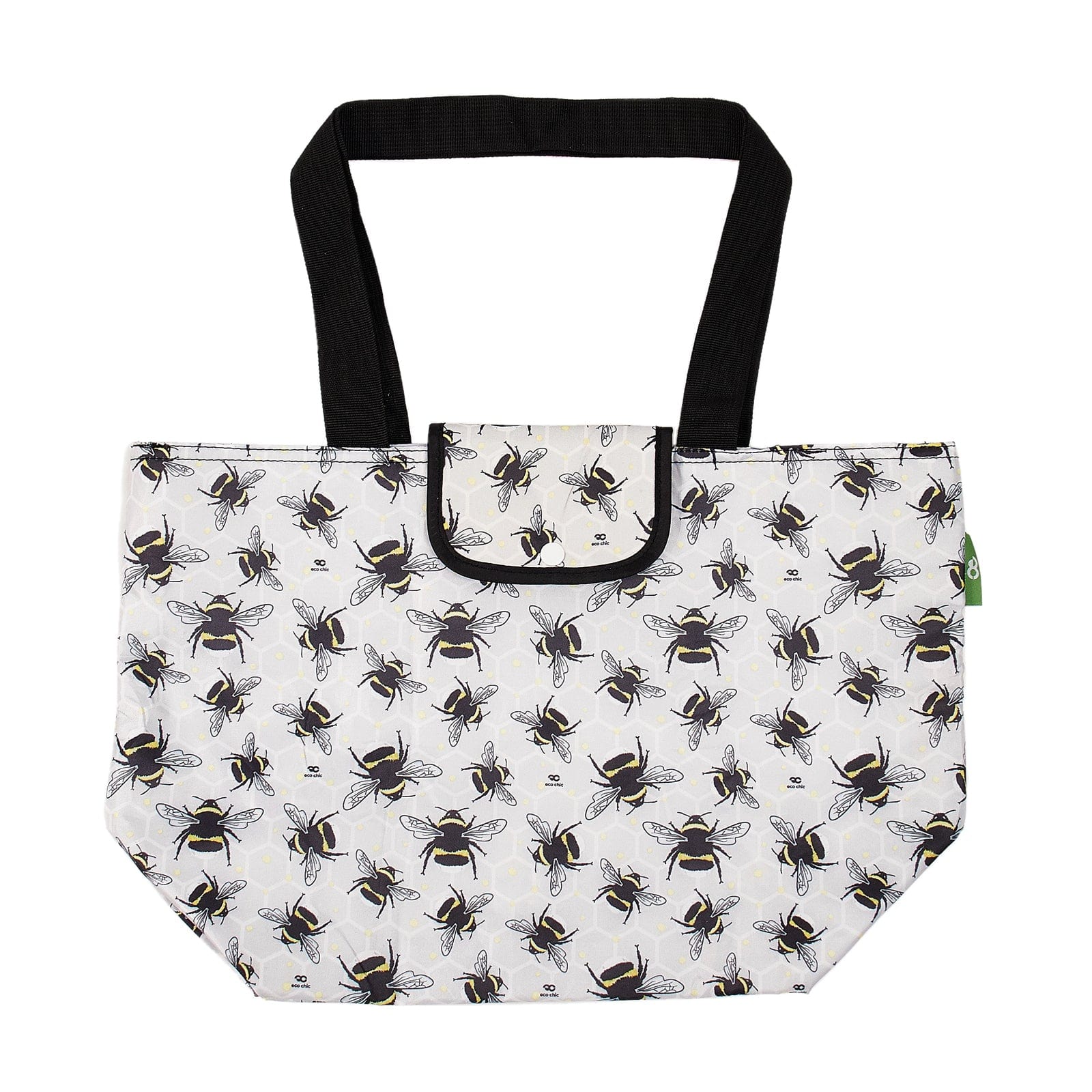 Eco Chic Black Eco Chic Lightweight Foldable Picnic Cool Bag Bumble Bees