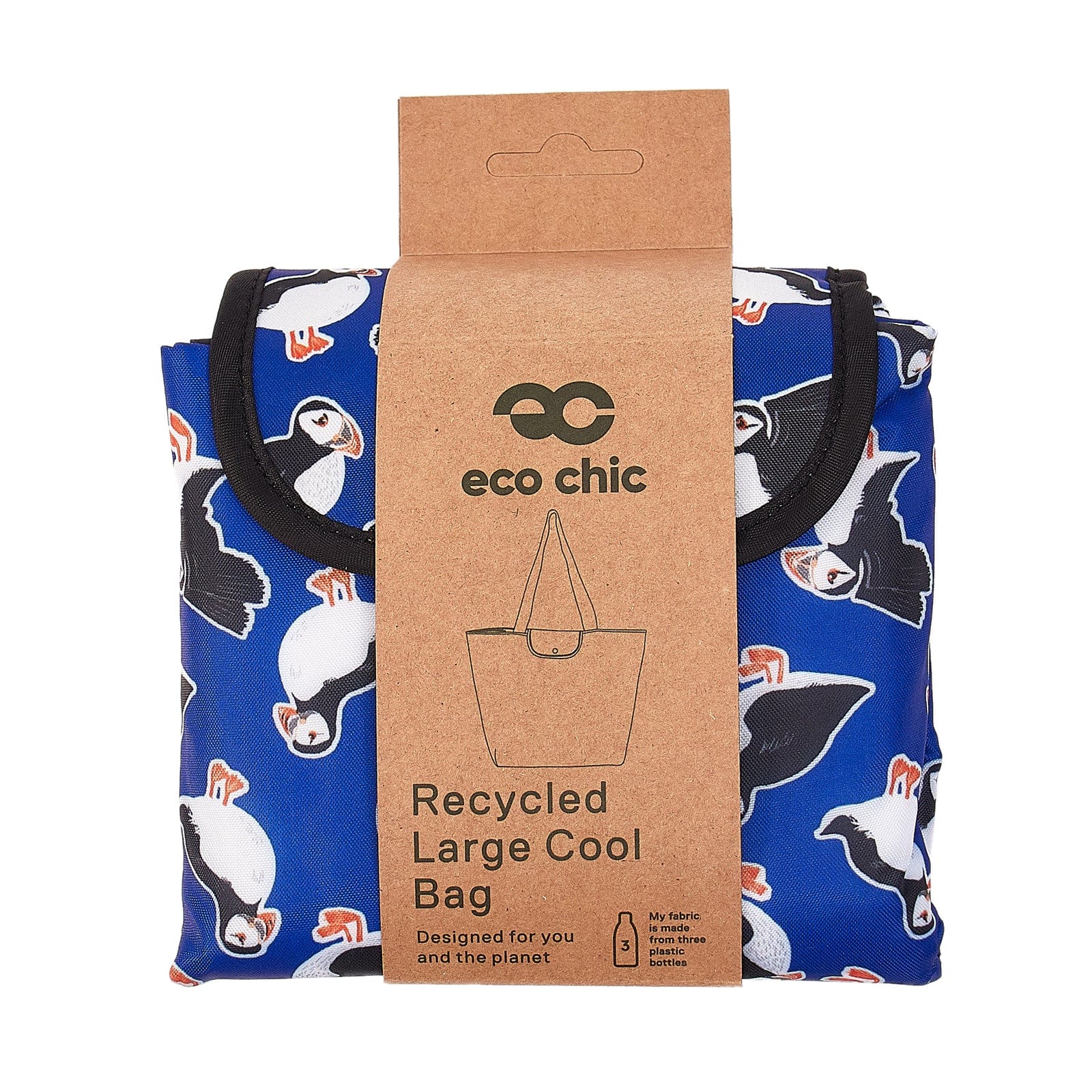 Eco Chic Blue Eco Chic Lightweight Foldable Picnic Cool Bag Puffin