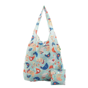 Eco Chic White Eco Chic Lightweight Foldable Reusable Shopping Bag Chicken