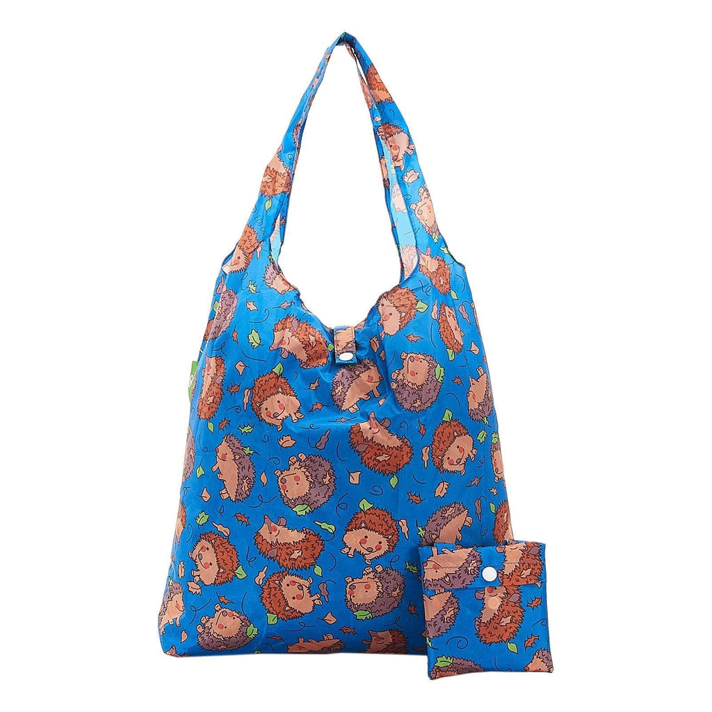 Eco Chic Blue Eco Chic Lightweight Foldable Reusable Shopping Bag Hedgehog