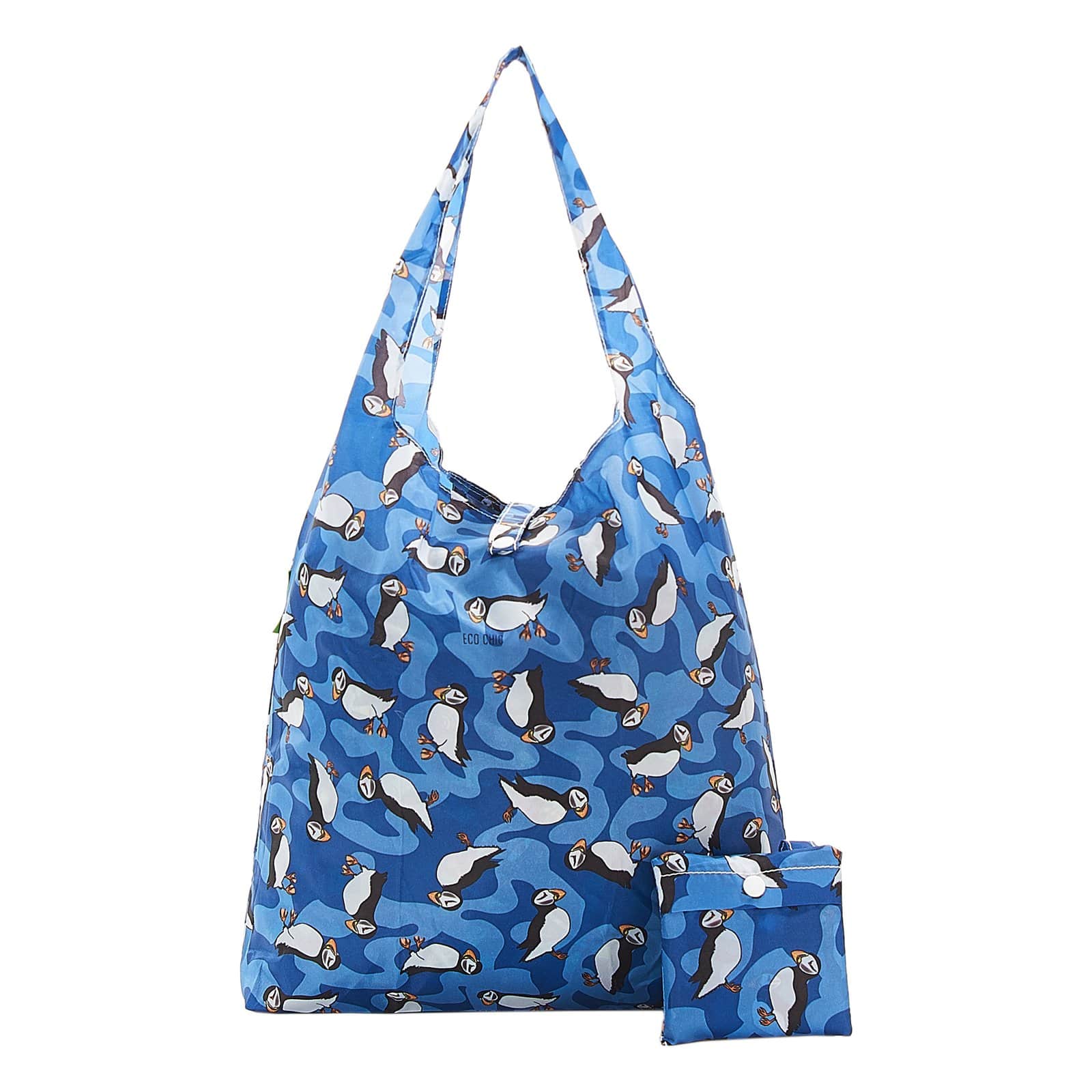 Eco Chic Blue Eco Chic Lightweight Foldable Reusable Shopping Bag Puffin