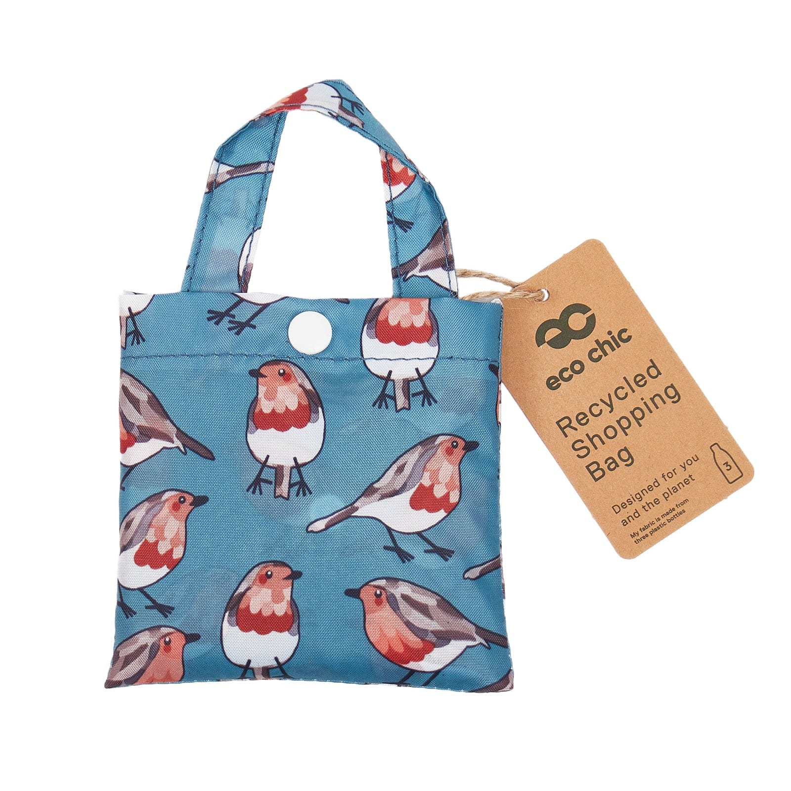Eco Chic Teal Eco Chic Lightweight Foldable Reusable Shopping Bag Robins