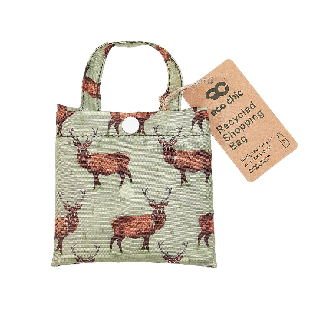 Eco Chic Eco Chic Lightweight Foldable Reusable Shopping Bag Stags