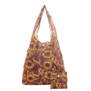 Eco Chic Purple Eco Chic Lightweight Foldable Reusable Shopping Bag Sunflower