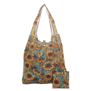 Eco Chic Teal Eco Chic Lightweight Foldable Reusable Shopping Bag Sunflower