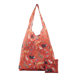 Eco Chic Red Eco Chic Lightweight Foldable Reusable Shopping Bag Woodland