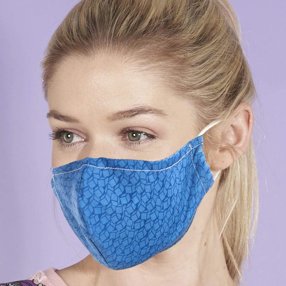 Eco Chic Eco Chic Reusable Face Cover Blue Disrupted Cubes