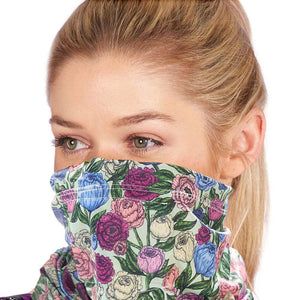 Eco Chic Eco Chic Snood Face Mask Green Peonies