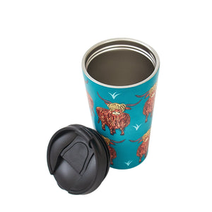 Eco Chic Eco Chic Thermal Coffee Cup Teal Highland Cow