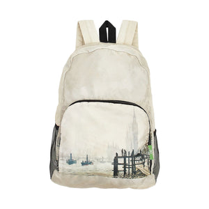 Eco Chic National Gallery Collection Foldable Backpack - The Thames Below Westminster by Claude Monet